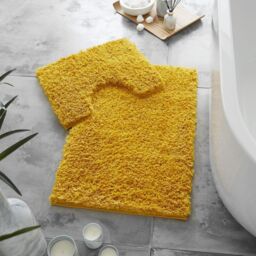 GAVENO CAVAILIA 2 Piece Zero Twist Bath Mat Set in Yellow - thumbnail 1