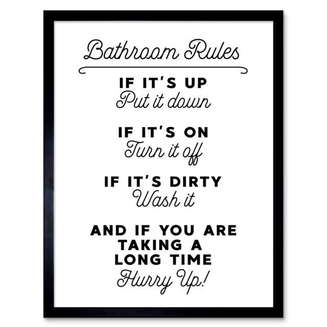 "Artery8 Wall Art Print Bathroom Decor Funny Toilet Humour Sign Art Framed in Black - Size: W12"" x H16""" - image 1