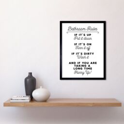 "Artery8 Wall Art Print Bathroom Decor Funny Toilet Humour Sign Art Framed in Black - Size: W12"" x H16""" - thumbnail 2