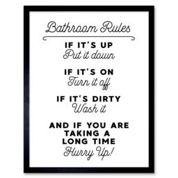 "Artery8 Wall Art Print Bathroom Decor Funny Toilet Humour Sign Art Framed in Black - Size: W12"" x H16""" - thumbnail 1