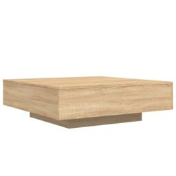Berkfield Home Coffee Table with LED Lights Sonoma Oak 100x100x31 cm in Brown - Size: 100 x 100 x 31 cm - thumbnail 3