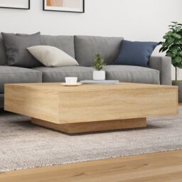 Berkfield Home Coffee Table with LED Lights Sonoma Oak 100x100x31 cm in Brown - Size: 100 x 100 x 31 cm - thumbnail 1