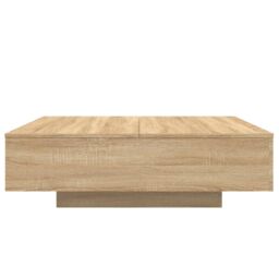 Berkfield Home Coffee Table with LED Lights Sonoma Oak 100x100x31 cm in Brown - Size: 100 x 100 x 31 cm - thumbnail 6