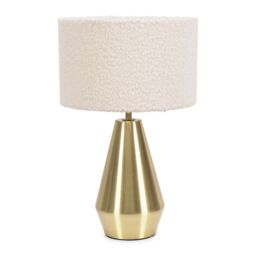 ValueLights Jax Brass Metal Dimmable Touch Table Lamp with Cream Boucle Shade & LED Bulb - thumbnail 2