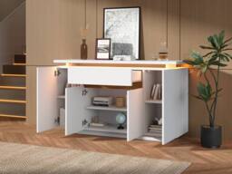 Matteo Modern LED Sideboard - White Natural Storage Cabinet - thumbnail 9