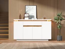 Matteo Modern LED Sideboard - White Natural Storage Cabinet - thumbnail 8