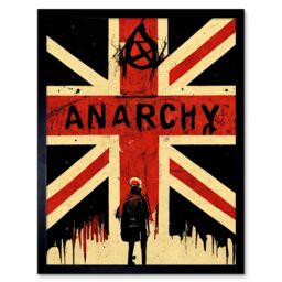 "Artery8 Wall Art Print Civil Unrest Punk Rioting UK Houses Parliament Riot Art Framed in Black - Size: W12"" x H16""" - thumbnail 1