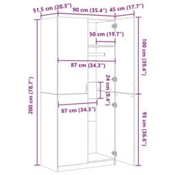 Berkfield Home Wardrobe Grey Sonoma 90x50x200 cm Engineered Wood - Size: 90 x 50 x 200 cm - thumbnail 8