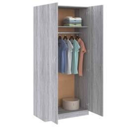 Berkfield Home Wardrobe Grey Sonoma 90x50x200 cm Engineered Wood - Size: 90 x 50 x 200 cm - thumbnail 7