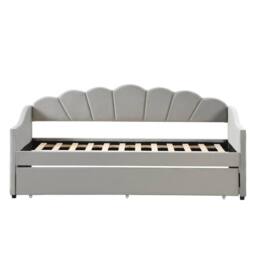 Rolipo Grey Velvet 3FT Single Daybed with Pull Out Trundle - thumbnail 9