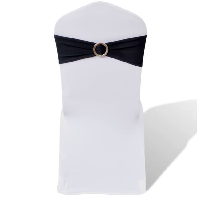 Berkfield Home 25 pcs Black Stretchable Decorative Chair Band with Diamond Buckle - image 1