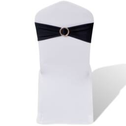 Berkfield Home 25 pcs Black Stretchable Decorative Chair Band with Diamond Buckle - thumbnail 1
