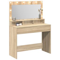 Berkfield Home Dressing Table with LED Lights - Sonoma Oak, 100x41x135 cm in Brown - Size: 100 x 41 x 135 cm - thumbnail 3