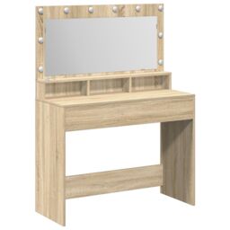 Berkfield Home Dressing Table with LED Lights - Sonoma Oak, 100x41x135 cm in Brown - Size: 100 x 41 x 135 cm - thumbnail 2