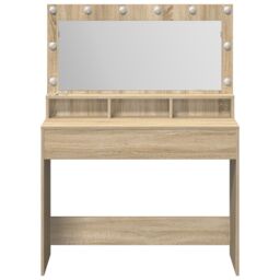 Berkfield Home Dressing Table with LED Lights - Sonoma Oak, 100x41x135 cm in Brown - Size: 100 x 41 x 135 cm - thumbnail 4