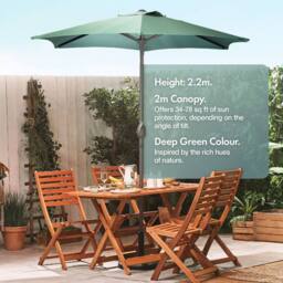 VonHaus 2M Dark Green Steel Garden Parasol - thumbnail 3
