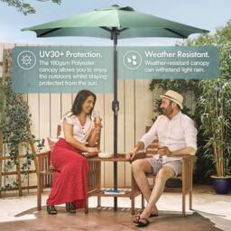 VonHaus 2M Dark Green Steel Garden Parasol - thumbnail 4