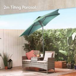 VonHaus 2M Dark Green Steel Garden Parasol - thumbnail 2