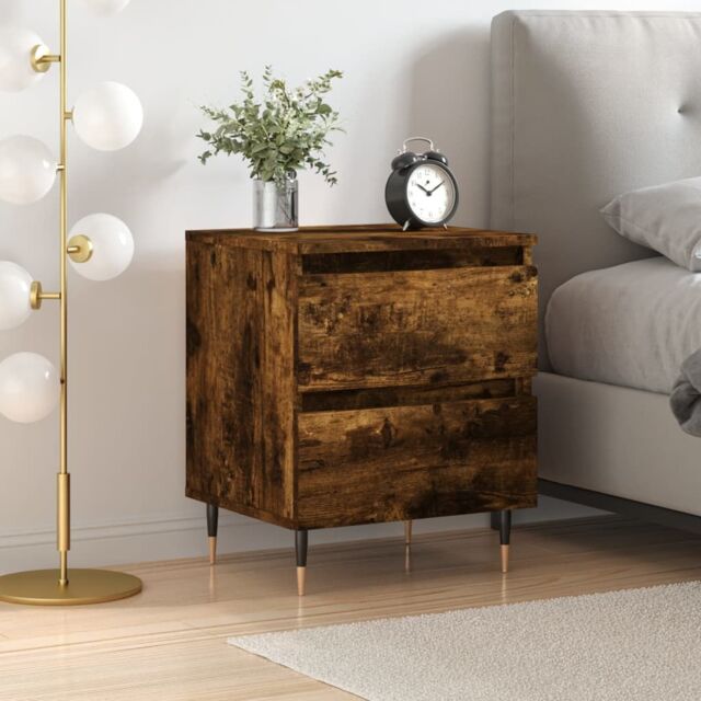 Berkfield Home Bedside Cabinet Smoked Oak 40x35x50 cm Engineered Wood in Brown - Size: 40 x 35 x 50 cm - image 1