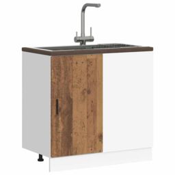Berkfield Home Sink Base Cabinet Old Wood Engineered Wood in Brown - thumbnail 4