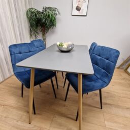 KOSY KOALA Modern Rectangle Dark Grey Dining Table Set With 4 Blue Velvet Chairs Dining Room Furniture in Brown - thumbnail 9