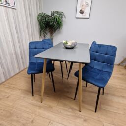 KOSY KOALA Modern Rectangle Dark Grey Dining Table Set With 4 Blue Velvet Chairs Dining Room Furniture in Brown - thumbnail 8