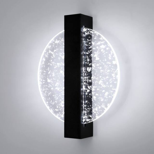 Pheashine Black 25cm Round Acrylic Wall Light 12W 6500K Silver Foil Luxury - image 1