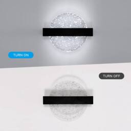 Pheashine Black 25cm Round Acrylic Wall Light 12W 6500K Silver Foil Luxury - thumbnail 5
