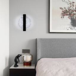 Pheashine Black 25cm Round Acrylic Wall Light 12W 6500K Silver Foil Luxury - thumbnail 7