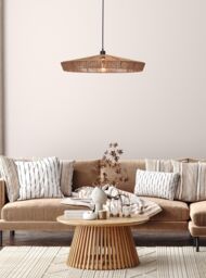 Lucide 'YUNKAI' Dimmable Stylish Adjustable Height Indoor Pendant Light 1xE27 in Brown - thumbnail 3