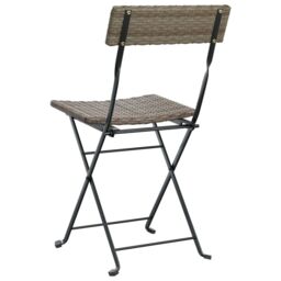 Berkfield Home Folding Bistro Chairs 2 pcs Grey Poly Rattan & Steel - thumbnail 6