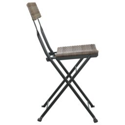 Berkfield Home Folding Bistro Chairs 2 pcs Grey Poly Rattan & Steel - thumbnail 5