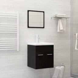 Berkfield Home 2 Piece Bathroom Furniture Set Black Engineered Wood - thumbnail 2