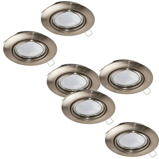Loops 2 PACK 3 PACK Flush Ceiling Downlight Satin Nickel Steel 3x 5W GU10 Bulb in Metallics - image 1