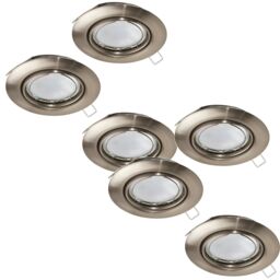 Loops 2 PACK 3 PACK Flush Ceiling Downlight Satin Nickel Steel 3x 5W GU10 Bulb in Metallics - thumbnail 1