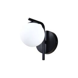 First Choice Lighting Set of 2 Grosvenor - Black Wall Lights with Glass Globes - thumbnail 2