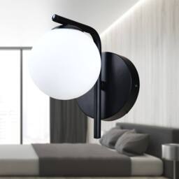 First Choice Lighting Set of 2 Grosvenor - Black Wall Lights with Glass Globes - thumbnail 7