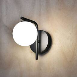 First Choice Lighting Set of 2 Grosvenor - Black Wall Lights with Glass Globes - thumbnail 4