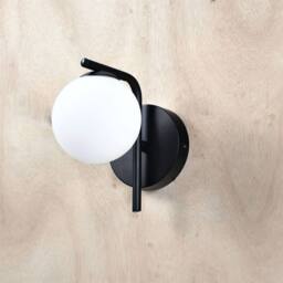 First Choice Lighting Set of 2 Grosvenor - Black Wall Lights with Glass Globes - thumbnail 5