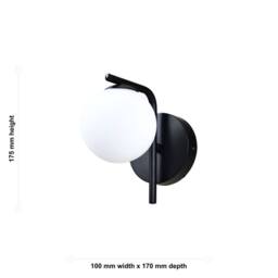 First Choice Lighting Set of 2 Grosvenor - Black Wall Lights with Glass Globes - thumbnail 8