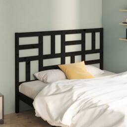 Berkfield Home Bed Headboard Black 126x4x104 cm Solid Wood Pine - Size: 126 x 4 x 104 cm - thumbnail 3
