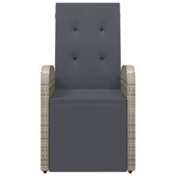 Berkfield Home Reclining Garden Chairs with Cushions 2 pcs Grey Poly Rattan - thumbnail 4