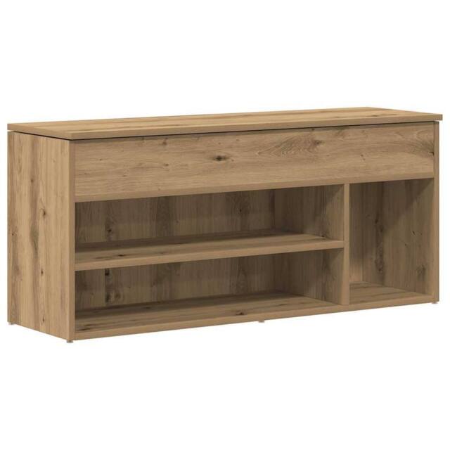 Berkfield Home Shoe Bench Artisan Oak 102x30.5x45 cm Engineered Wood in Brown - image 1