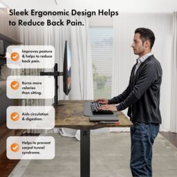 VonHaus Medium Home Office Electric Standing Desk with USB-C Charging in Dark Brown - thumbnail 3