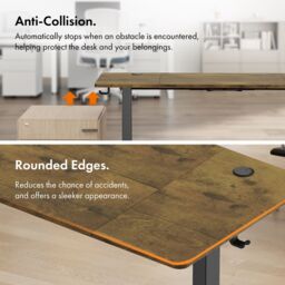 VonHaus Medium Home Office Electric Standing Desk with USB-C Charging in Dark Brown - thumbnail 6