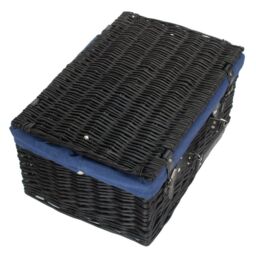 Red Hamper Blue Lining 51cm Black Wicker Picnic Basket - thumbnail 2