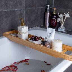 Living and Home Bamboo Bath Tray Bathtub Caddy for Bathroom 70cm in Brown - thumbnail 7