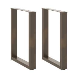 Berkfield Home Modern Coffee Table Legs U-Shaped 2 pcs Natural Steel 70x(72-73) in Brown - thumbnail 2