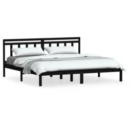 Berkfield Home Bed Frame Black Solid Wood Pine 200x200 cm - thumbnail 2