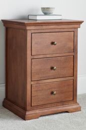 Time4sleep Toulon Mahogany 3 Drawer Bedside in Brown